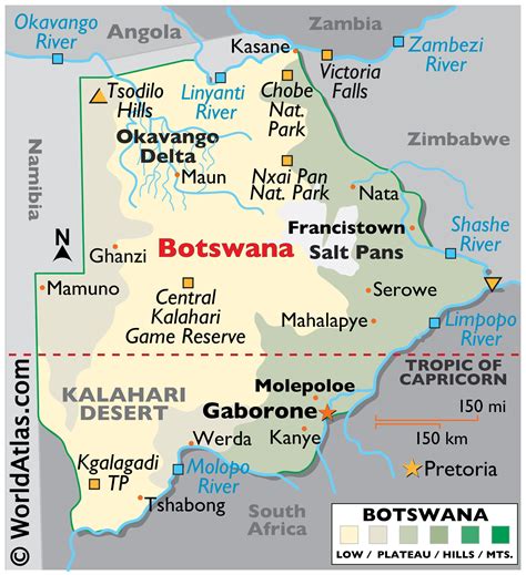 botswana map africa.